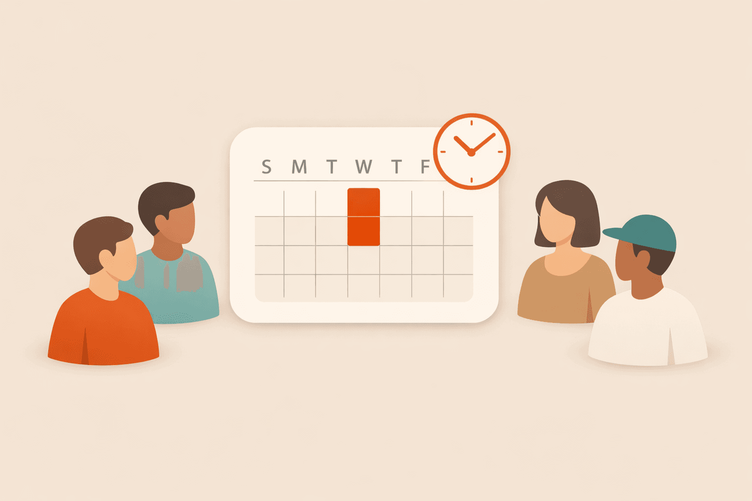 Calendar timeline illustrating ideal invite and reminder timing for small-group events