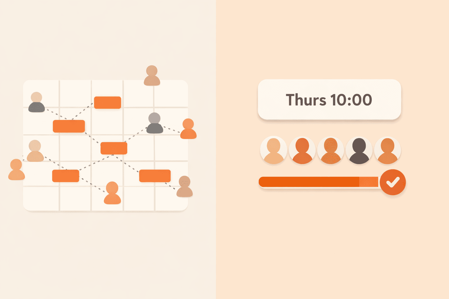 Side-by-side comparison of Doodle polling and quorum-based RSVP workflows