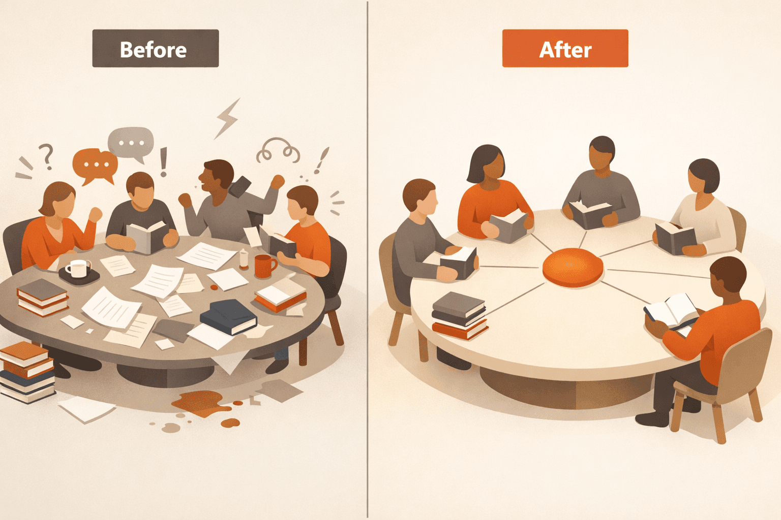 Book club planning page with RSVP confirmations and attendance threshold